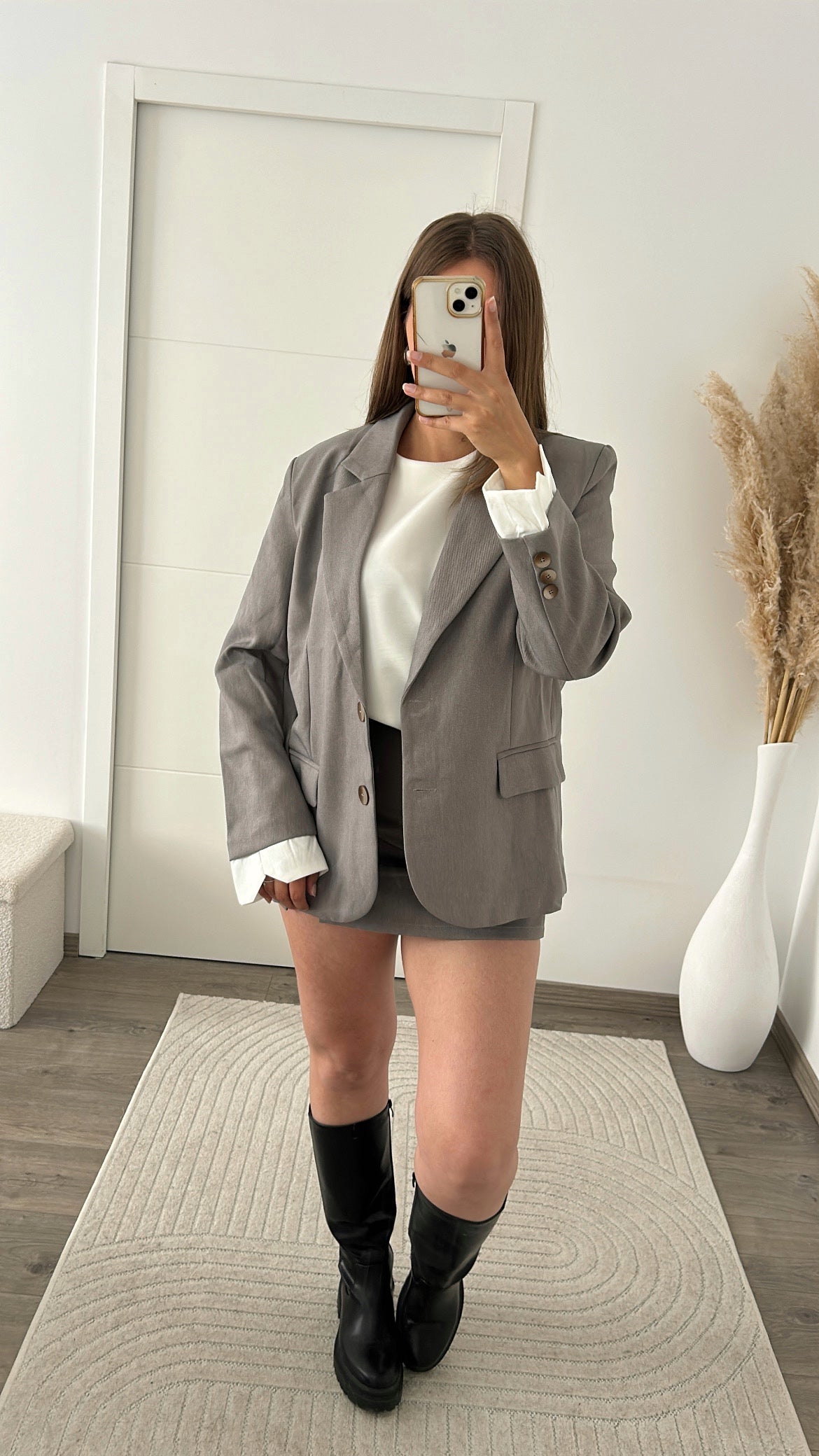 Blazer Gris Avec Manchettes