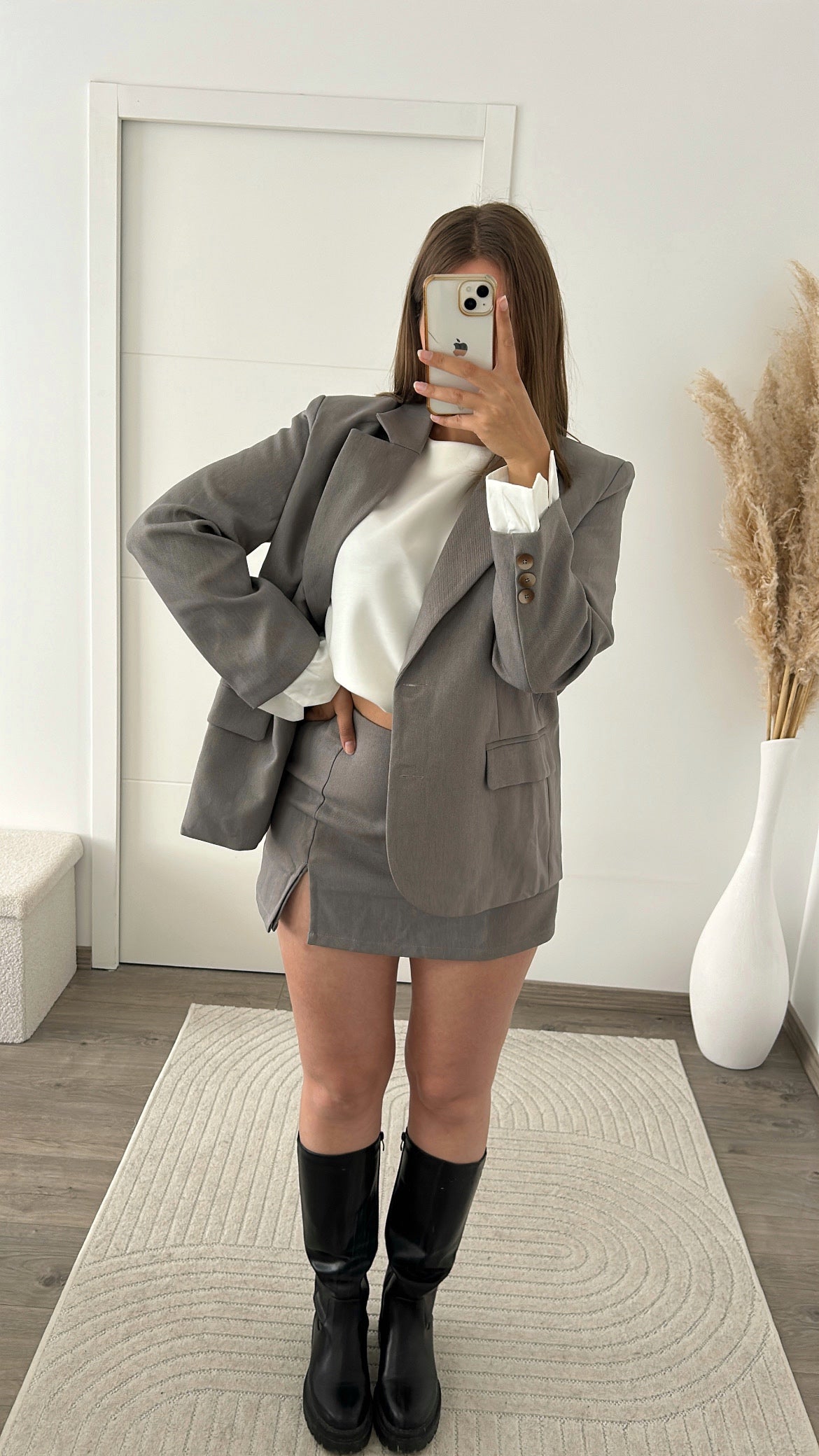 Blazer Gris Avec Manchettes