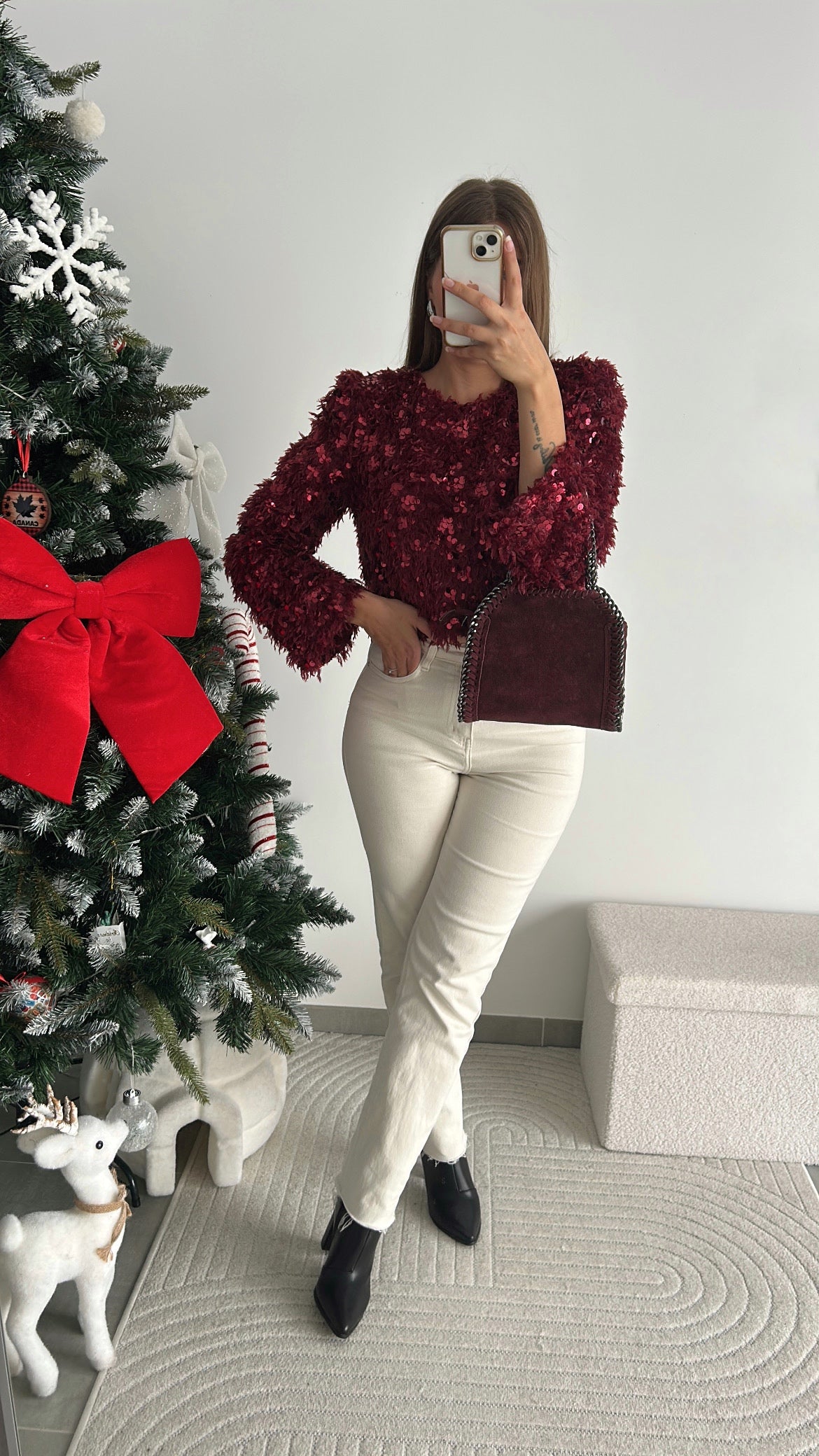 Top Sequins Bordeaux