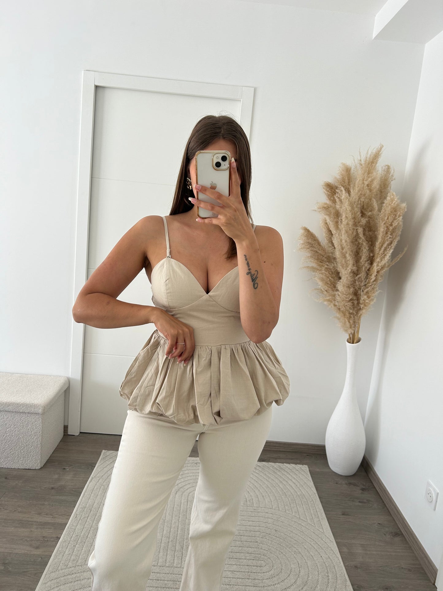 Top Beige Péplum