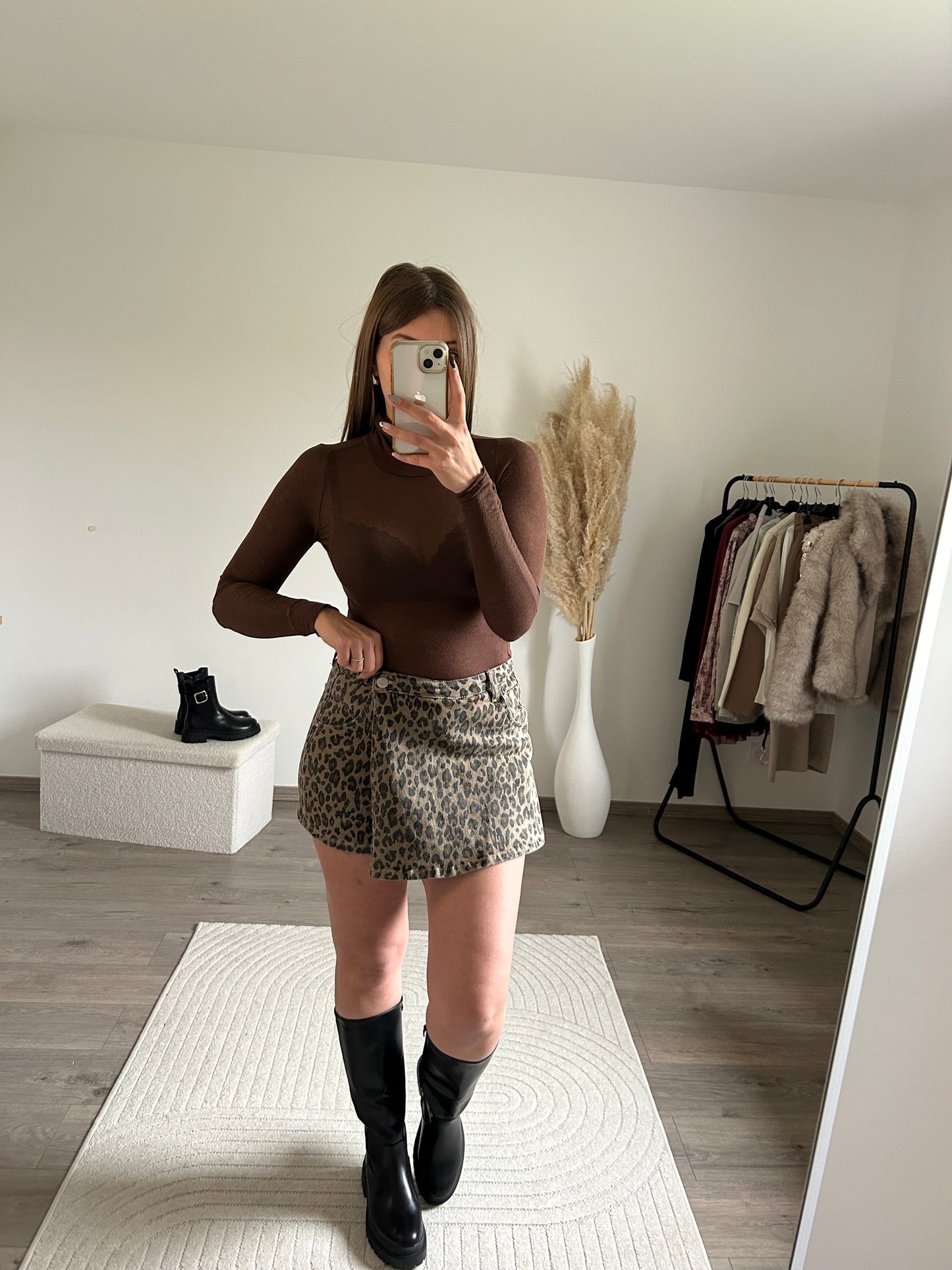 Jupe Short Léopard En Jean