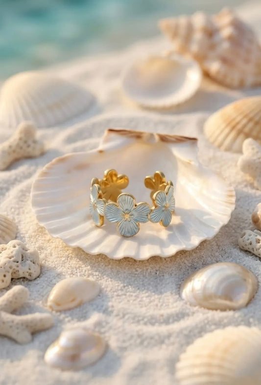 Bague Fleur Bleu