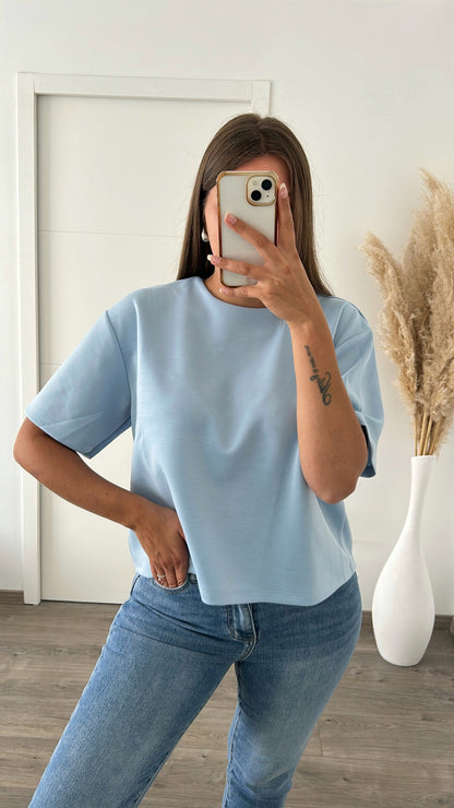 Tee Shirt Bleu Oversize