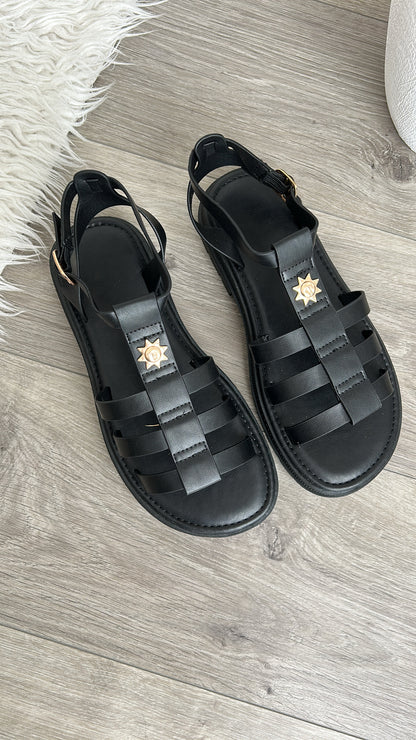 Sandales Noires Avec Bride
