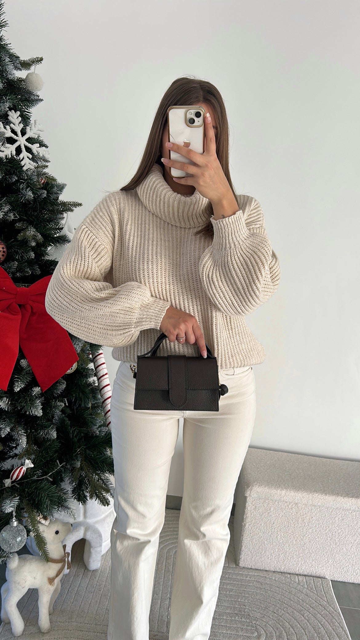 Pull Beige Col Roulé