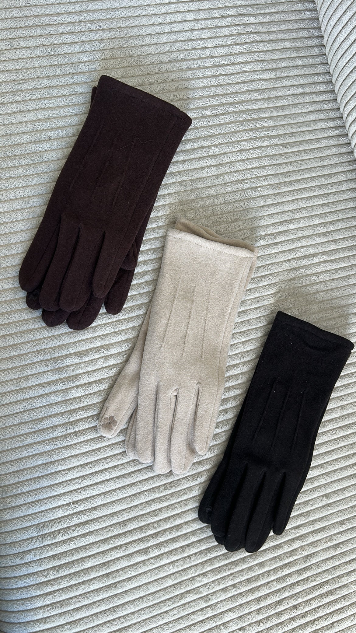 Gants Beige Suédine