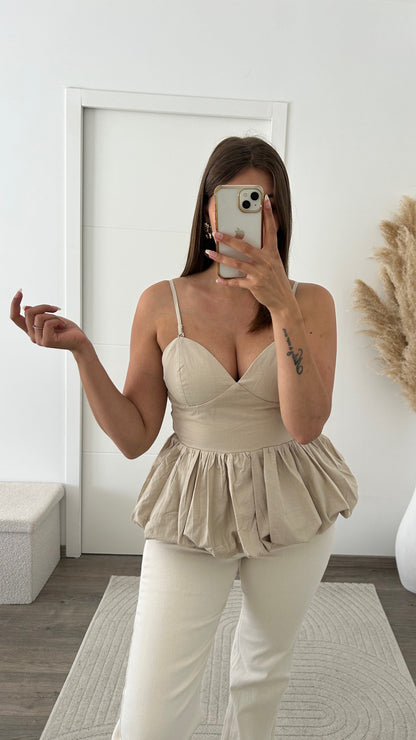 Top Beige Péplum