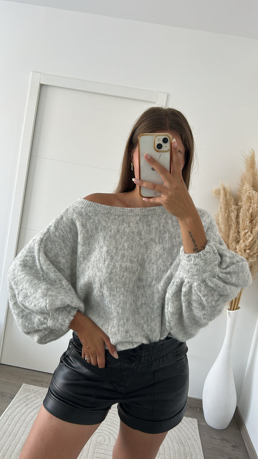 Pull Gris Asymétrique