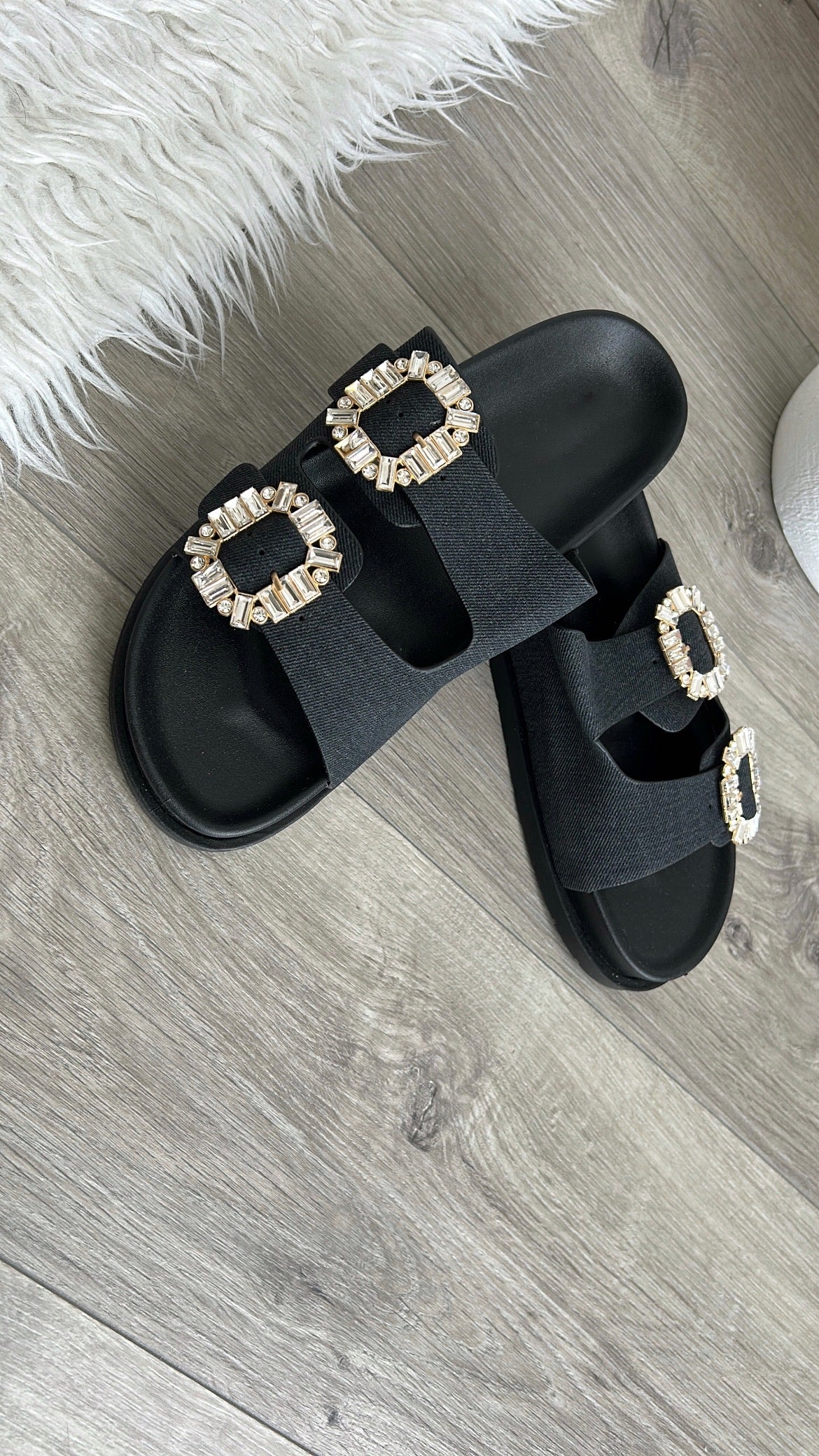 Mules Noires Avec Strass