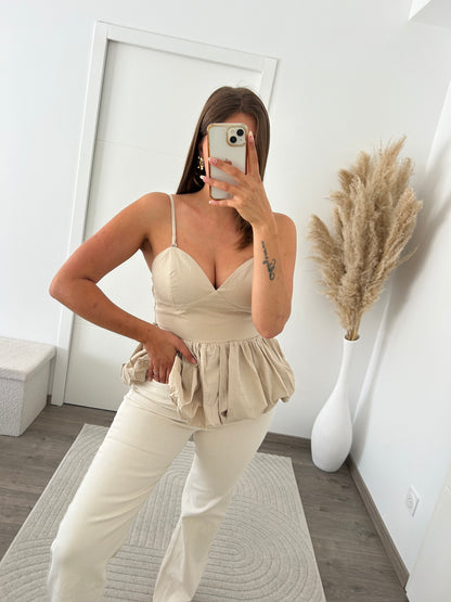 Top Beige Péplum