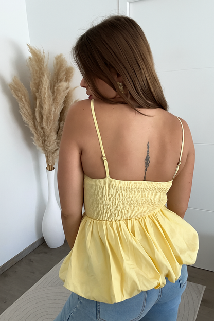 Top Jaune Péplum