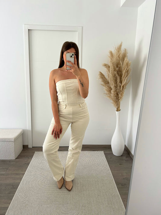 Combinaison Bustier Jean Beige