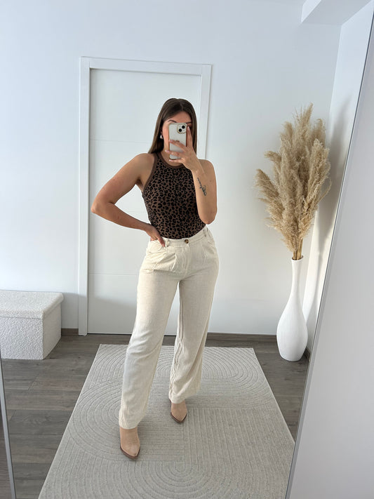 Pantalon Lin Beige