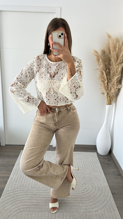 Jean Straight Beige Sable