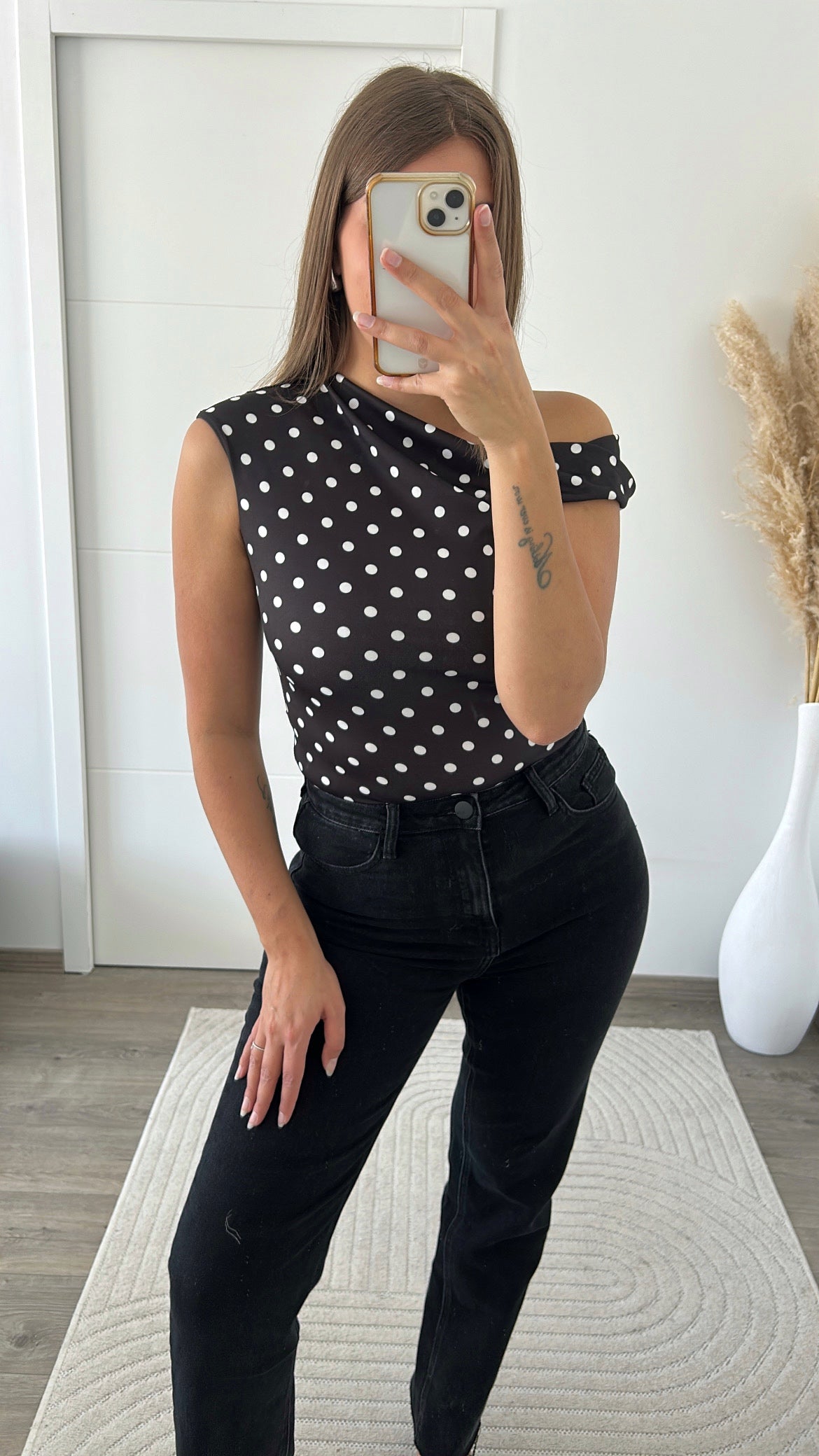 top asymétrique à pois