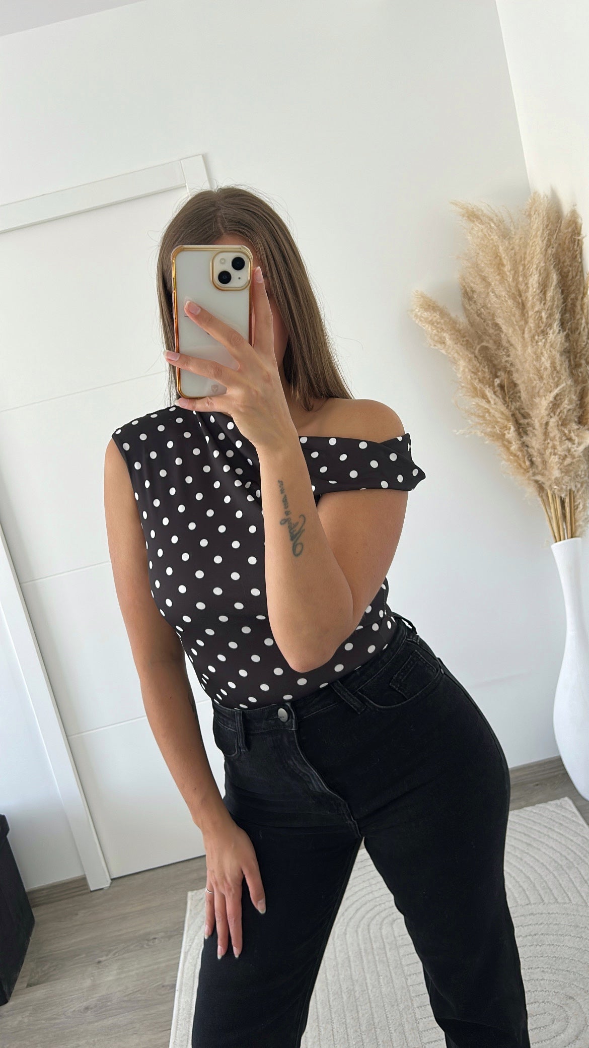 top asymétrique à pois