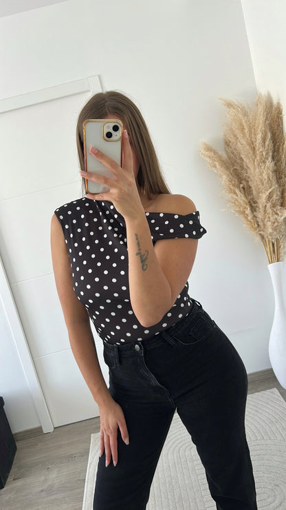 top asymétrique à pois