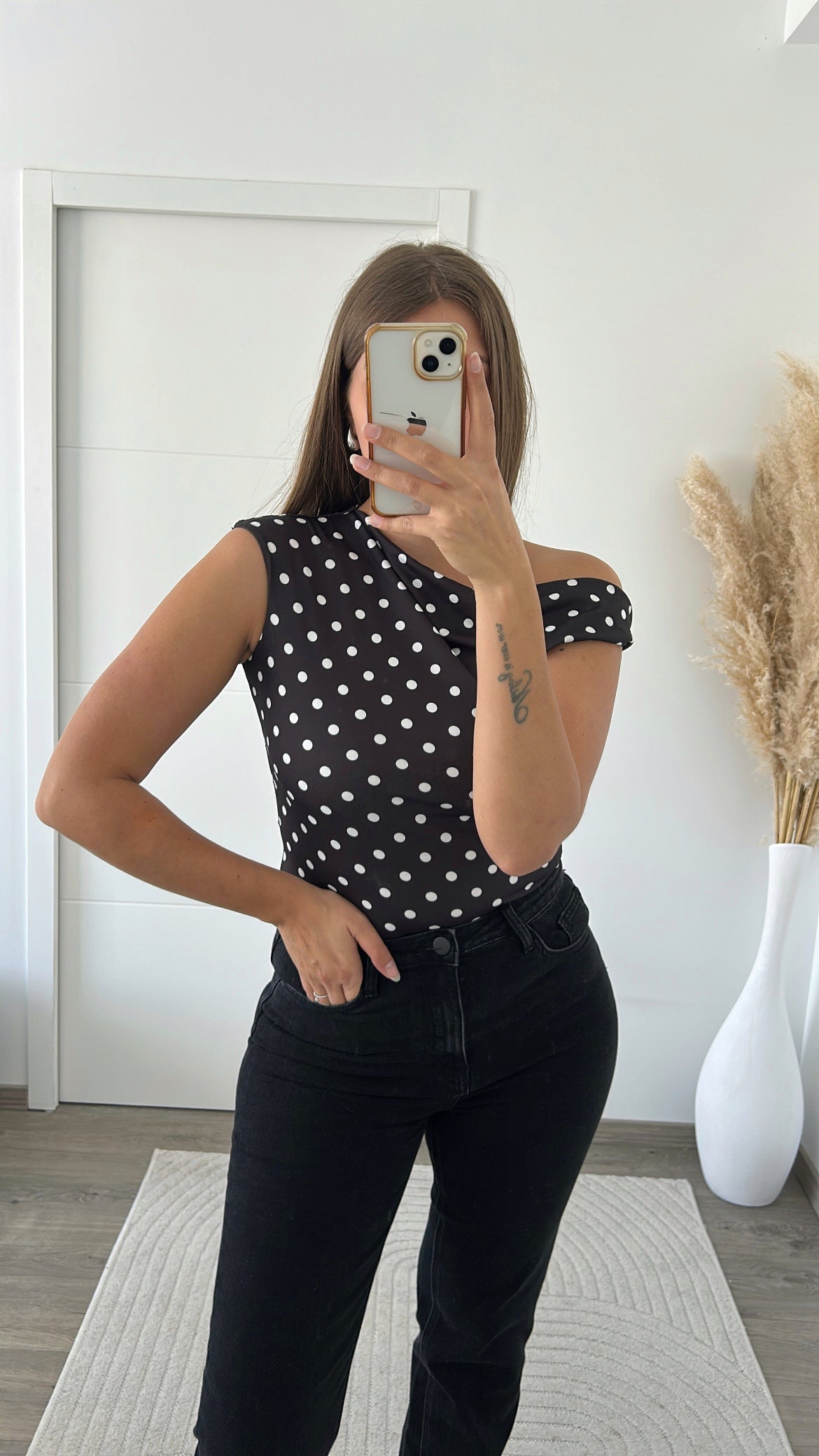 top asymétrique à pois