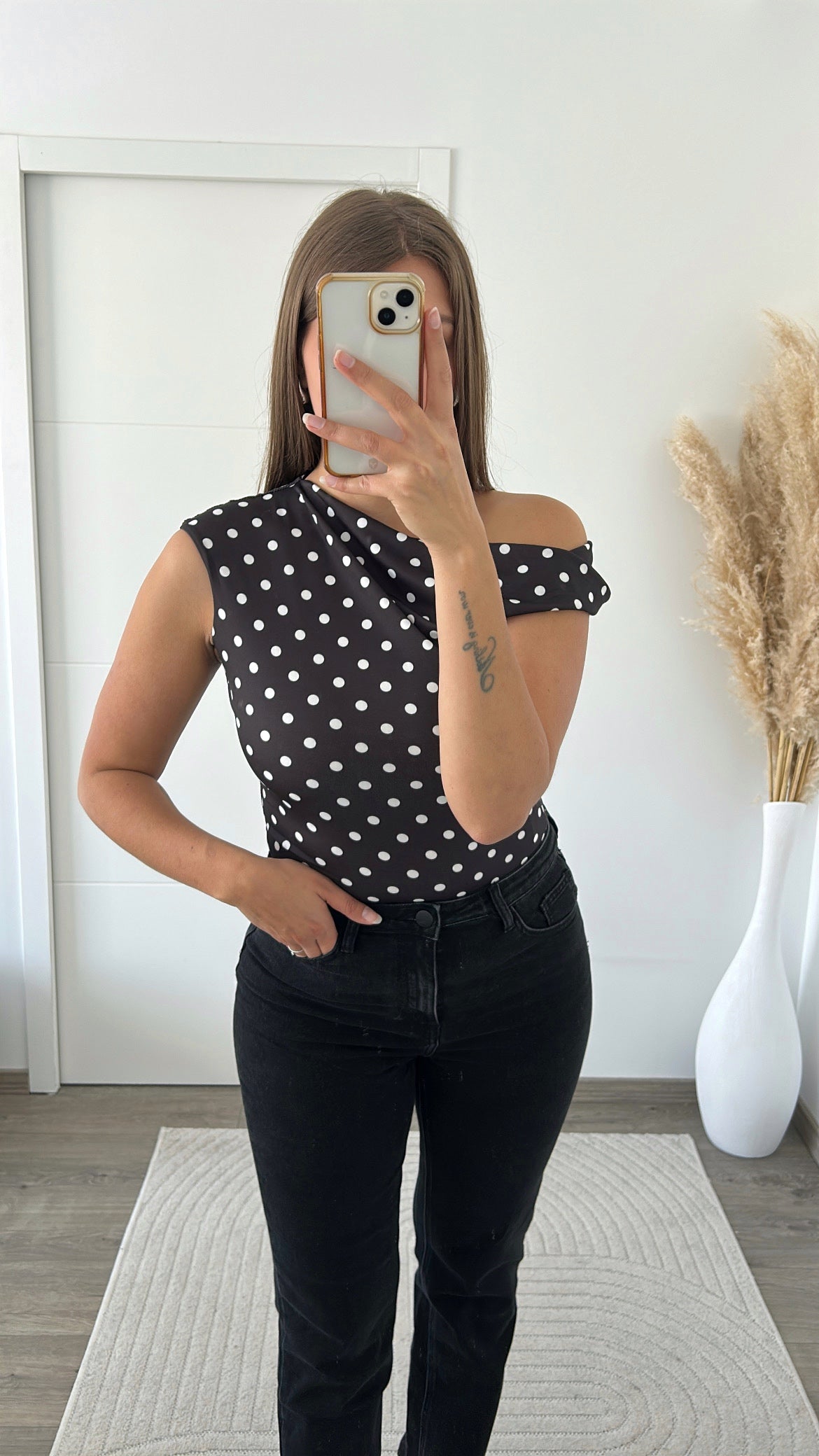top asymétrique à pois