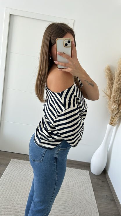 top asymetrique rayures